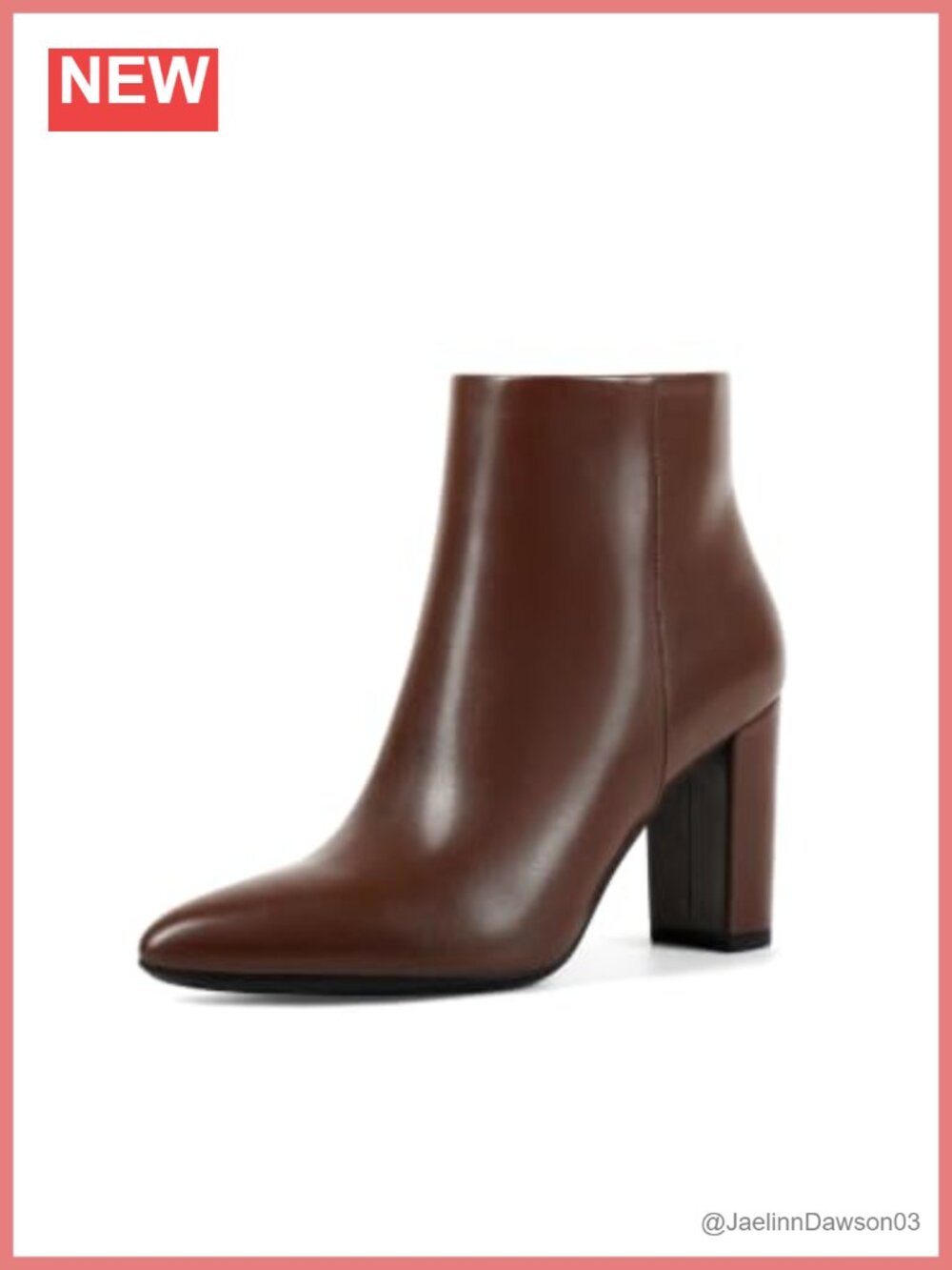 Pointed Toe Block Heel Ankle Boots Faux Leather Side Zip Booties